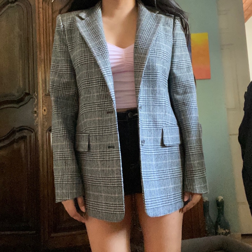 club monaco plaid blazer/coat size 8
